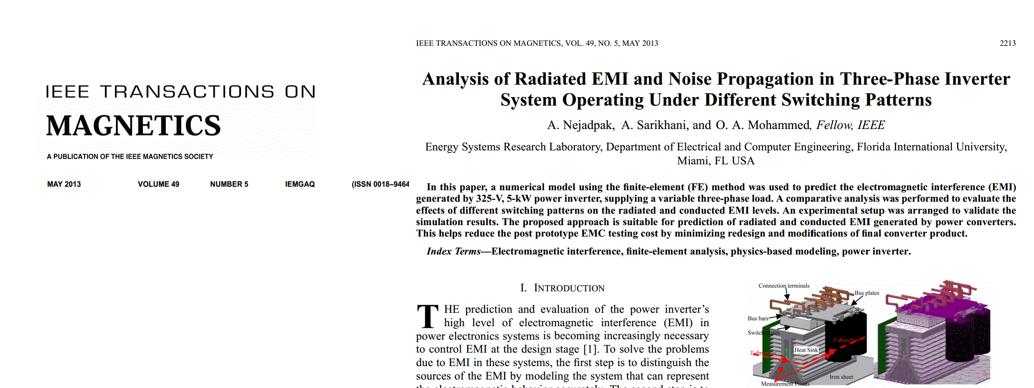 Analysis of Radiated EMI and Noise Propagation in Three-Phase Inverter System Operating Under Different Switching Patterns