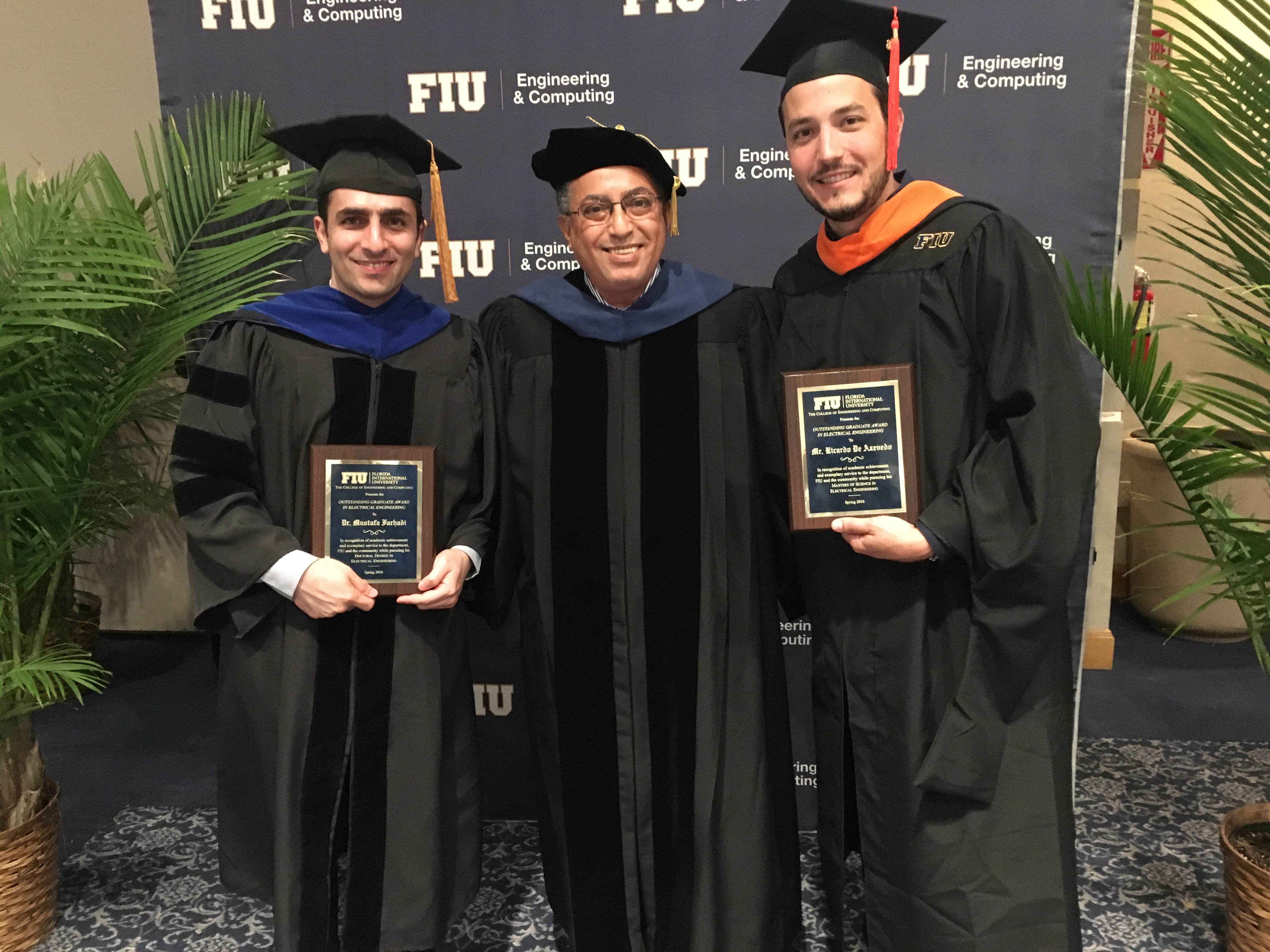 Our doctoral student Mustafa Farhadi receive the Outstanding PhD Graduate Award during the Graduation Ceremony held at FIU, Spring, 2016