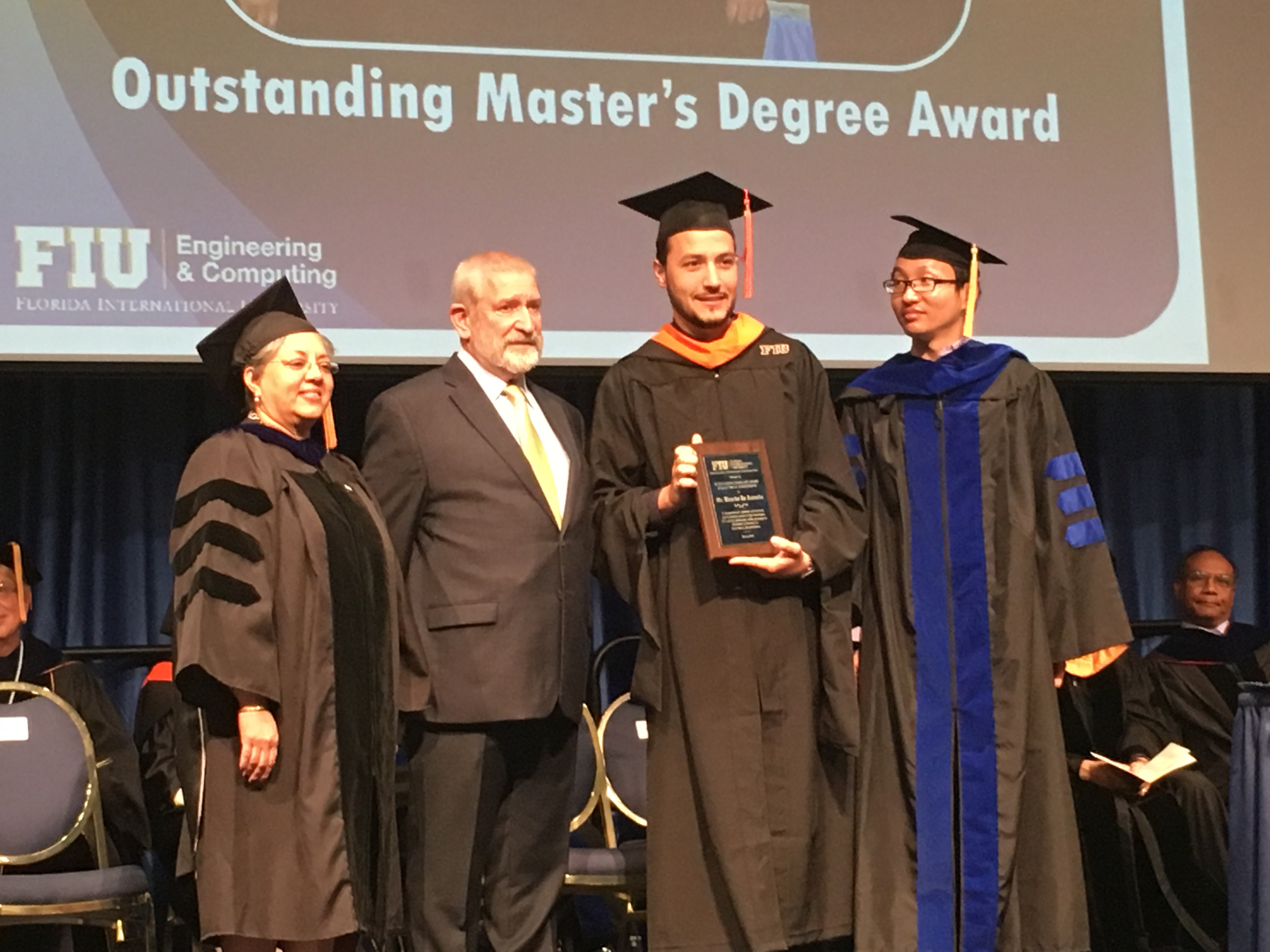 Our Masters student Ricardo de Azevedo receive the Outstanding MS Graduate Award during the Graduation Ceremony held at FIU, Spring, 2016
