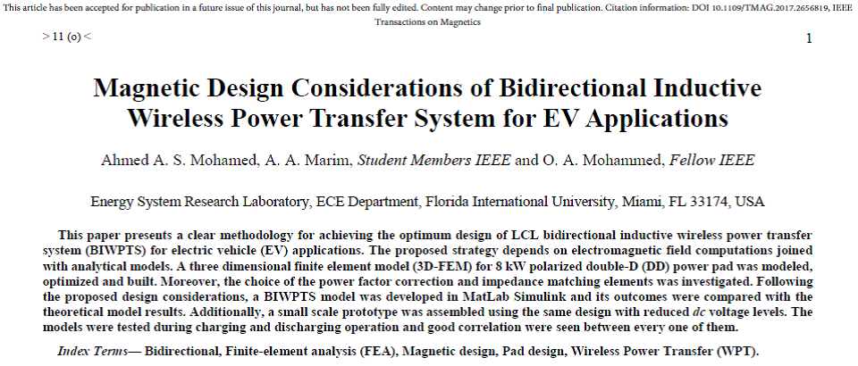 Magnetic Design Considerations of Bidirectional Inductive Wireless Power Transfer System