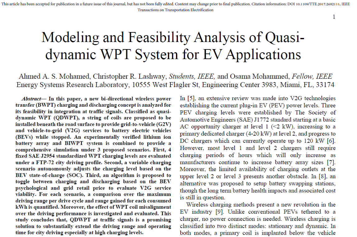 Modeling and Feasibility Analysis of Quasi-dynamic WPT System