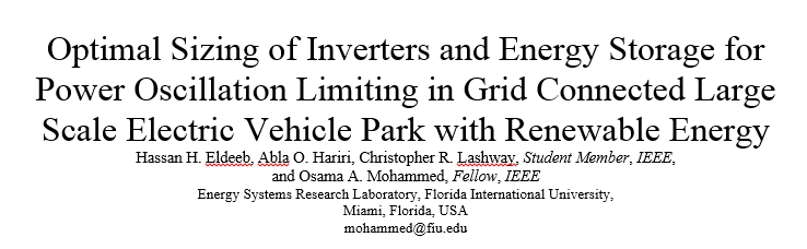 Optimal Sizing of Inverters and Energy Storage for Power Oscillation Limiting in Grid Connected Large Scale Electric Vehicle Park with Renewable Energy