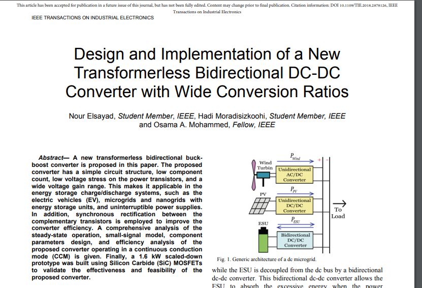 Design and Implementation of a New Transformerless Bidirectional DC-DC Converter with Wide Conversion Ratios