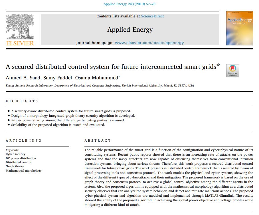A secured distributed control system for future interconnected smart grids
