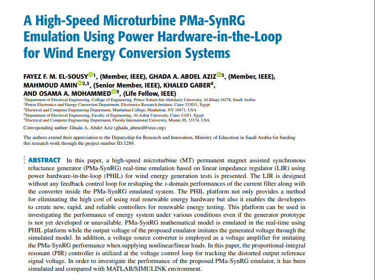 A High-Speed Microturbine PMa-SynRG Emulation Using Power Hardware-in-the-Loop for Wind Energy Conversion Systems