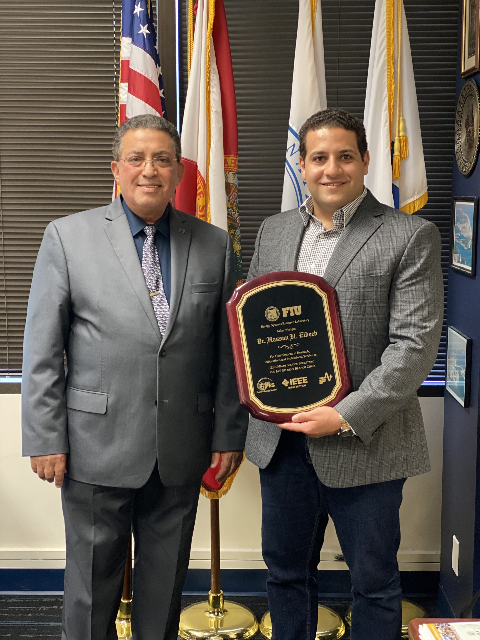 IEEE Miami Section Recognize Dr. Eldeeb for his services and Academic Achievements